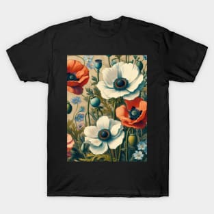 anemone and poppy flower pattern 11 T-Shirt